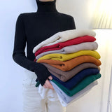 Black Friday Dodobye Zoki Autumn Fashion Women Turtleneck Sweater Korean Long Sleeve Simple Basic Slim Elastic Jumper Solid Screw Thread Elegant Tops