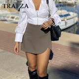 thanksgiving outfit Dodobye 2024 Autumn Winter Women Casual Mini Asymmetrical Skirts Shorts Fashion Sexy High Waist Solid Back Pockets Female Shorts