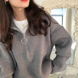 Black Friday Dodobye Turtleneck Knitted Pullovers Women Autumn Warm Solid Zipper Long Sleeve Casual Jumper Fashion Loose All Match Sweaters