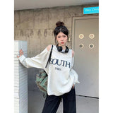 christmas outfit Dodobye Cutout Letter Print Oversized Sweatshirts