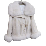 thanksgiving outfit Dodobye 2024 Winter New Style Whole Leather Fox Fur Jacket Women's Youth Petite Cropped Fashionable Fur Sweater Coat