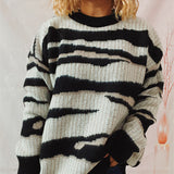 Black Friday Dodobye Casual Loose Irregular Striped Pullover Sweater Women Autumn Retro O-Neck Thick Warm Sweaters Female Chic Daily Street Knitwear