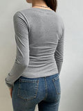 Dodobye-Long Sleeve V-Neck Striped Slim-Fit Sweater