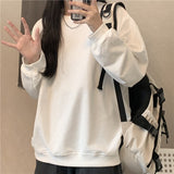 christmas outfit Dodobye Solid Color Round Neck Oversized Sweatshirt