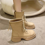 Dodobye Thick Soled Solid Color Women Boots 2024 Style Back Zipper Fashion Boots Women Trend Versatile Personality Chelsea Boots Women