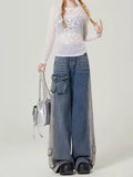 Dodobye Women Blue Baggy Cargo Jeans Harajuku Aesthetic Denim Trousers Y2k Vintage Japanese 2000s Style Loose Jean Pants Trashy Clothes