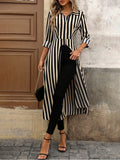 Dodobye Striped Shirt Fashion Buttons Up Long Sleeve Cardigan Shirts Turn-down Collar Streetwear Blouse Casual T-shirt