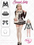 Dodobye Gothic Y2k Vintage Preppy Style 2 Piece Set Women Sweet Bow Knitted Cardigan Ruffles Plaid Mini Skirt Fashion Lolita Outfits New