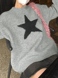 Dodobye-Vintage Star Jacquard Crew Neck Sweater