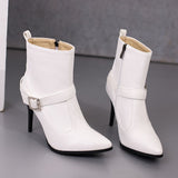 thanksgiving outfit Dodobye Sexy Women Ankle Boots Pointed Toe Stiletto 10CM Size 48 49 50 Fashion Party Female Shoes 33