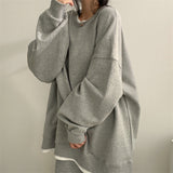 christmas outfit Dodobye Solid Color Oversized Sweatshirt