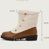 thanksgiving outfit Dodobye Snow Boots Round Toe Thick Heel 3.5cm Decoration 46 47 48 Leisure Daily Ankle Bota