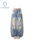 Dodobye Women's Blue Baggy Cargo Jeans Harajuku Denim Trousers Y2k Vintage Japanese 2000s Style Oversize Jean Pants Trashy Clothes 2025