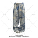 thanksgiving outfit Dodobye Y2K Harajuku Clothing Women American Street Retro Washed Baggy Jeans Trend Brand Camouflage Distressed Wide-leg Straight Pants