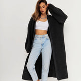 Black Friday Dodobye Casual Knitted Solid Open Long Cardigan Women Retro Loose Soft Long Sleeve Maxi Sweaters Female Autumn Chic Street Outwear