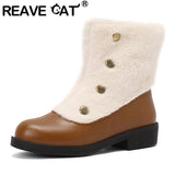 thanksgiving outfit Dodobye Snow Boots Round Toe Thick Heel 3.5cm Decoration 46 47 48 Leisure Daily Ankle Bota