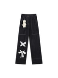 Dodobye Vintage Gothic Baggy Jeans Women Streetwear Boyfriend Y2K Female Wide Leg Pants High Waist Straight Denim Trousers 2025 Spring