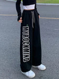 Dodobye Women Streetwear Letter Sweatpants Loose High Waist Retro Harajuku Trousers Casual Lace Up American Fall Bf Oversize Pants