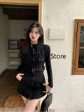 Dodobye Vintage Mid-length Stand-up Collar Slim Jacket Elegant Deerskin Velvet Belt Waisted Long-sleeved Women's Trench Coat Jacket New