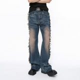 Dodobye Spring New Product Jeans Tassel Damaged Deconstructed Straight Leg Pants Zipper Contrast Color High Street Fashion Men'S Pants