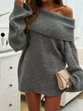 christmas outfit Dodobye Flared Sleeves Long Sleeves Solid Color Off-The-Shoulder Sweater Tops