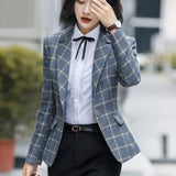 Dodobye 2025 New Plaid Jacket Vintage Plaid with Pocket Office Lady Casual Style Blazer Women Wear Single Button Suits Coat P342