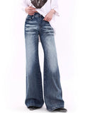 Dodobye 2025 Summer New Elegant Retro Y2k American Straight Outwear Denim Pants Women High-waist Causal 2000s Korean Fashion Jeans Chic