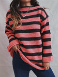 Black Friday Dodobye Casual Knitted Striped Sweaters Women Vintage Loose Long Sleeve Pullover Sweater Female Autumn Thick Soft Versatile Knitwear