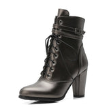 thanksgiving outfit Dodobye Autumn Mid-Calf boots Pointed toe 9cm heels Buckle Cross-tied Big size 33-44 Black Club S1995