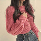 Black Friday Dodobye Zoki Autumn Knit Short Sweaters Fashion Sexy Hollow Out Long Sleeve O Neck Solid Pullover Loose Korean All Match Crop Jumper New