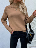 christmas outfit Dodobye Stylish Long Sleeves Loose Solid Color High-Neck Sweater Tops