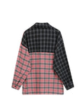 Dodobye Turn-Down Neck Long Sleeve Patchwork Plaid Shirts Women Autumn Oversize Button Up Shirt Korean Fashion Casual Outwear Tops