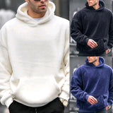 thanksgiving outfit Dodobye Flannel Hoodie Men Winter Lamb Fur Solid Color Hooded Pullover INS Style Fashion Loose Warm Tops Sweatshirt Youth Streetwear