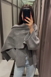 christmas outfit Dodobye 2024 Fashion Grey Scarf Collar Jacket For Women Autumn Elegant Loose Long Sleeve Short Coat New Female Classic Casual Streetwear