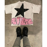 Dodobye Hip hop gothic pink star print t shirt graphic streetwear y2k top oversized graphic t shirts harajuku korean goth men clothing