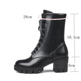 thanksgiving outfit Dodobye Ankle Boots Women Platform Shoes Rubber Lace Up Black Autumn Chunky Boots big size 46