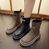 Dodobye 2024 New Wear  Boots Women's Letter Print Smoke-pipe Boots Thick Soles Soft Leather Fashion Women's Short Boots