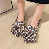 Dodobye Lady Plus Size Chinese  Bow-Knot Flats Leopard Printed Flock Tender Pointy Toe Women Leisure Shoes To Match Bags Italy Brown