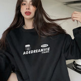 christmas outfit Dodobye Harajuku style casual versatile sweatshirt 2025 new letter plus velvet thickened loose round neck sweatshirt for women oversize