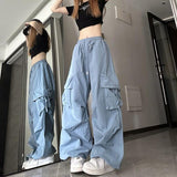 Dodobye Hip Hop Y2K Cargo Pants Women Streetwear Harajuku Big Pockets Casual Trousers Korean Loose High Waist Design Solid Pants Z