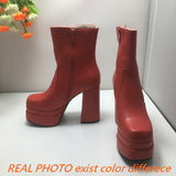 thanksgiving outfit Dodobye Fashion Women Ankle Boots Toe Chunky Heels 12cm Platform 5cm 49 50 Sexy Party Booties