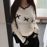 Dodobye Korean Style Elegant Sweaters Sweet Vintage Long Sleeve Knitted Pullover Autumn Winter Patchwork Sweaters Aesthetics Chic