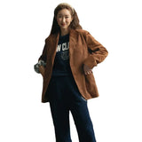 thanksgiving outfit Dodobye Maillard Women's Loose-Fit Amois Leather Velvet Suit Jacket American Style Vintage Fashion Top For Niche Western-Style Clothing