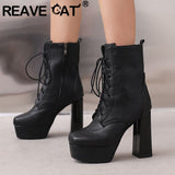 thanksgiving outfit Dodobye Female Boots Toe Ultrahigh Heels 12.5cm Platform 3.5cm Lace Up Big Size 49 50 Fashion Women Booty