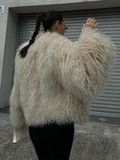 christmas outfit Dodobye Chic Fluffy Faux Fur Women's Warm Cropped Coat Elegant Long Sleeve Thick Thermal Furry Jacket 2024 New Winter Fashion Streetwear