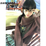 Dodobye Sweet Japanese College Style Retro Irregular Lapel Jumpers Long Sleeve Pullovers Loose Fun Design Lazy Knit Y2k Sweater