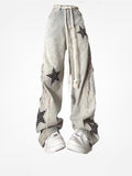 Dodobye Women Baggy Star Jeans Fashion Vintage 2000s Y2k 90s Pippie Denim Trousers Korean Retro High Waist Wide Leg Cowboy Pants Clothes