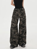 Dodobye Women Camouflage Cargo Pants Y2k 90s Fashion Baggy High Waist Trousers Korean Harajuku Straight Wide Leg Pants Emo 2000s Clothes