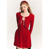 Dodobye Ballet Core Knit Cardigan And Strap Dress