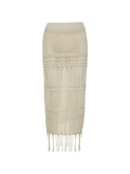 Dodobye Fringed Crochet Hollow Knit Long Skirt